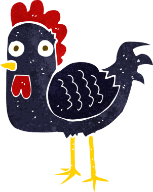 Bir insan tarafından çizilmiş çizgi film tavuğu.