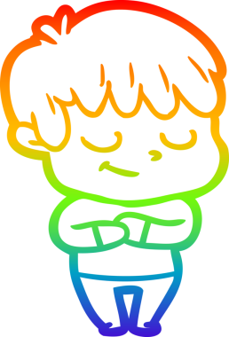 gökkuşağı gradyanı çizimi bir insan tarafından çizilmiş mutlu bir çizgi film çocuğu