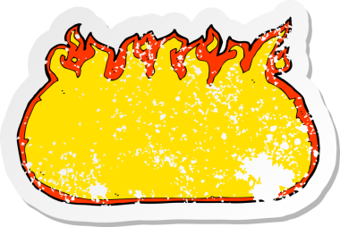 Bir insan tarafından çizilmiş karikatür ateş sınırının gerilemiş etiketi.