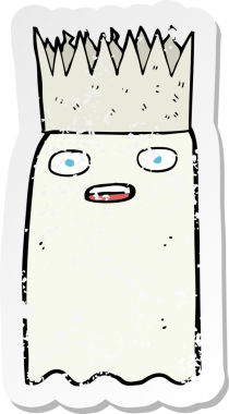 Bir insan tarafından çizilmiş karikatür bir hayaletin gerilmiş çıkartması.