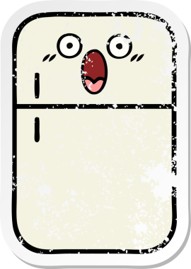 Bir insan tarafından çizilmiş şirin bir buzdolabının sıkıntılı çıkartması.