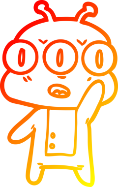 Bir insan tarafından çizilen üç gözlü uzaylının sıcak çizgi çizimi.