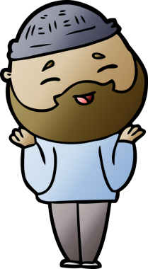 Bir insan tarafından çizilmiş mutlu sakallı bir adam.