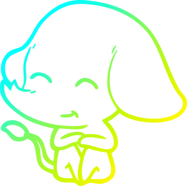 Bir insan tarafından çizilmiş şirin bir filin soğuk gradyan çizgisi