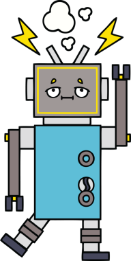 Bir insan tarafından çizilmiş arızalı bir robot çizimi.