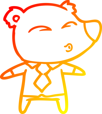 Bir insan tarafından çizilen sıcak çizgi çizgi film ıslık çalan ayı patronunun çizimi.