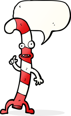 Bir insan tarafından çizilmiş konuşma balonlu Noel şekerleri.