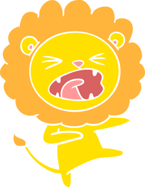 Bir insan tarafından çizilmiş düz renk çizgi film kızgın aslan