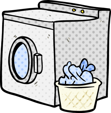 bir insan tarafından çizilmiş çamaşır ve çamaşır makinası.