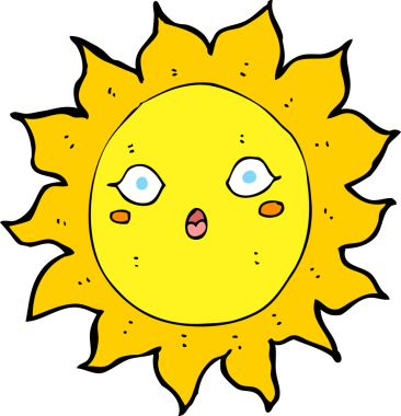 Bir insan tarafından çizilmiş çizgi film güneşi.