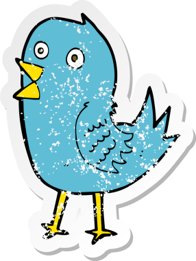 Bir insan tarafından çizilmiş mavi kuşun gerilimli çıkartması.