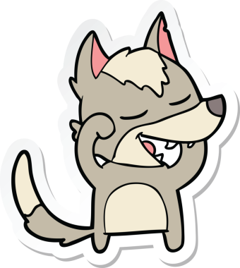 Bir insan tarafından çizilmiş bir kurt çizgi filminin çıkartması.