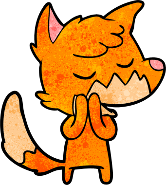 Bir insan tarafından çizilmiş dost canlısı çizgi film tilkisi