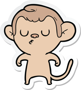 Bir insan tarafından çizilmiş çizgi film maymununun çıkartması.