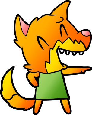 Bir insan tarafından çizilmiş gülen tilki çizgi filmi.