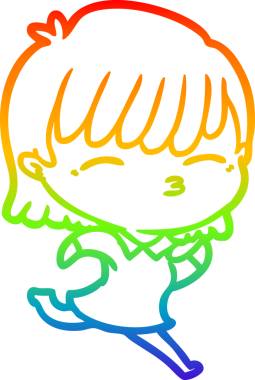 gökkuşağı gradyan çizimi bir insan tarafından çizilmiş bir karikatür kadın