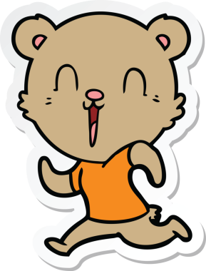 Bir insan tarafından çizilmiş mutlu bir çizgi film ayısının çıkartması.