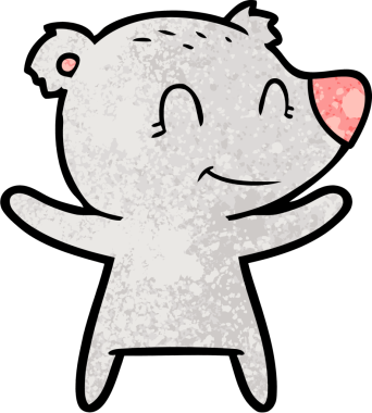 Bir insan tarafından çizilmiş gülümseyen ayı çizgi filmi.