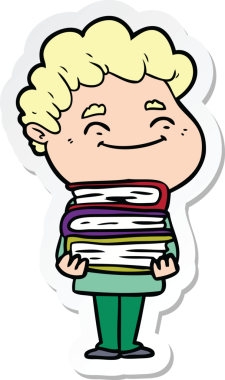 Bir insan tarafından çizilmiş, karikatür dostu bir adamın çıkartması.