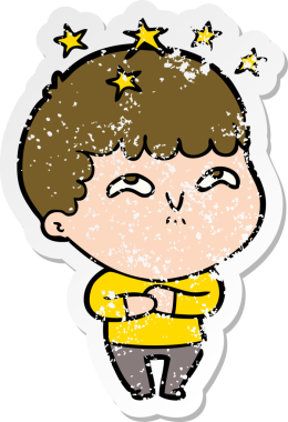 Bir çizgi filmin sıkıntılı çıkartması Bir insan tarafından çizilmiş hayret verici bir çocuk