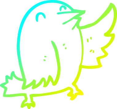 Bir insan tarafından çizilen karikatür kuşunun soğuk gradyan çizgisi