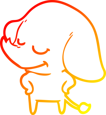 Bir insan tarafından çizilmiş gülümseyen bir filin sıcak çizgi çizimi