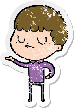 Bir insan tarafından çizilmiş huysuz bir çocuğun sıkıntılı çıkartması.