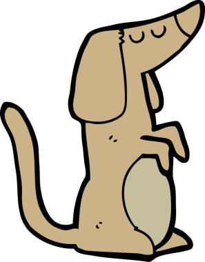 Bir insan tarafından çizilmiş çizgi film köpeği.