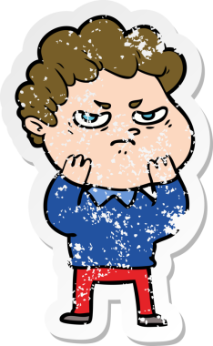 Bir insan tarafından çizilmiş kızgın bir adamın sıkıntılı çıkartması.