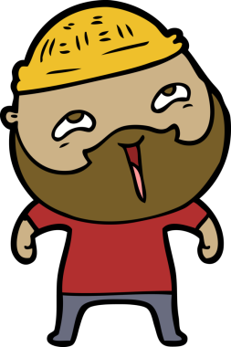 Bir insan tarafından çizilmiş mutlu sakallı bir adam.