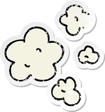 Bir insan tarafından çizilmiş garip bir el çizimi karikatür bulutunun sıkıntılı çıkartması