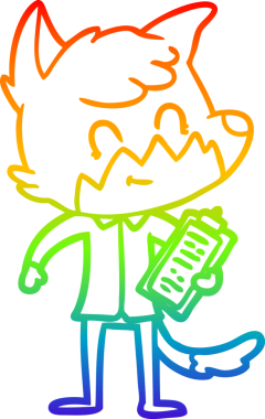 Gökkuşağı gradyan çizgi çizimi Bir insan tarafından çizilmiş mutlu tilki satıcı çizgi