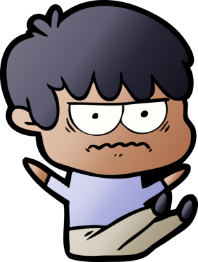 Bir insan tarafından çizilmiş sinirli çizgi film çocuğu.