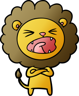 Bir insan tarafından çizilmiş çizgi film aslanı.