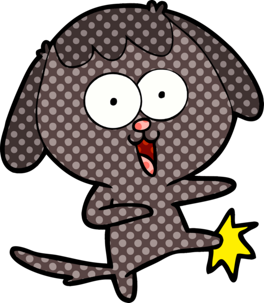 Bir insan tarafından çizilmiş şirin bir çizgi film köpeği.