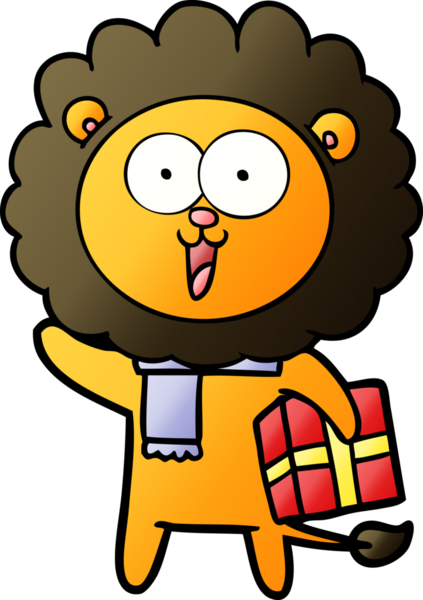 Bir insan tarafından çizilmiş mutlu çizgi film aslanı.