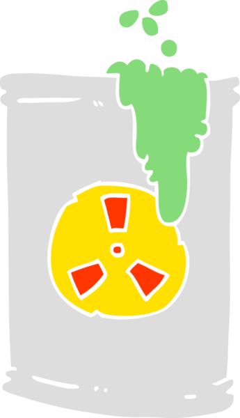 Bir insan tarafından çizilen radyoaktif atığın düz renk çizimi
