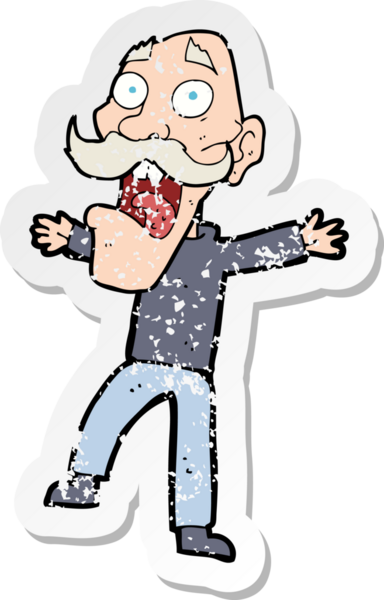 Bir karikatürün gerilimli çıkartması bir insan tarafından çizilmiş yaşlı bir adamı şok etti.