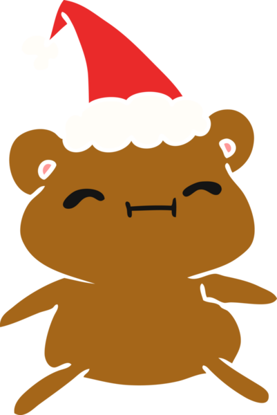 Bir insan tarafından çizilmiş Kawaii ayısının el çizimi Noel karikatürü.