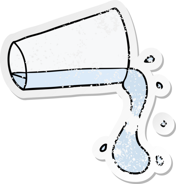 Bir insan tarafından çizilmiş soğuk su içilen karikatür çıkartması.