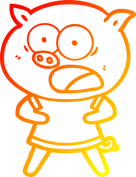 Bir insan tarafından çizilmiş bağıran çizgi film domuzu çizimi.