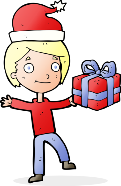 Bir insan tarafından çizilmiş hediyeli çizgi film çocuğu.