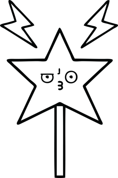 Bir insan tarafından çizilmiş sihirli bir değnek çizimi.