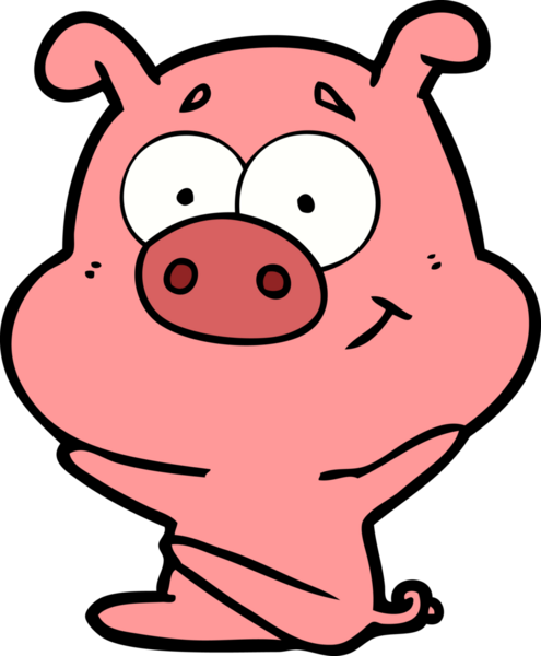 Bir insan tarafından çizilmiş mutlu çizgi film domuzu.