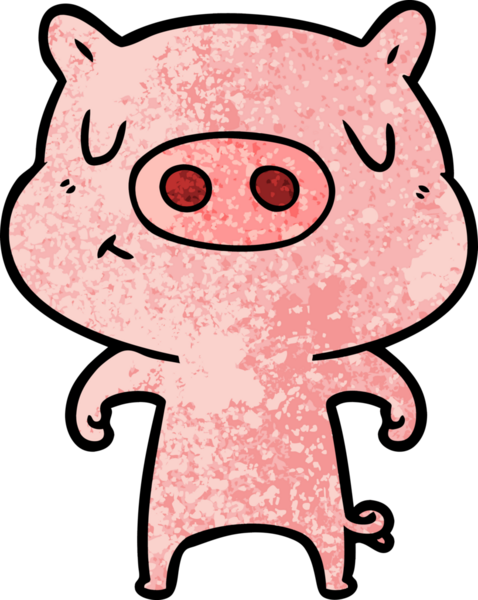 Bir insan tarafından çizilmiş çizgi film içerikli domuz.