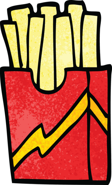 Bir insan tarafından çizilmiş abur cubur kızartmaları.