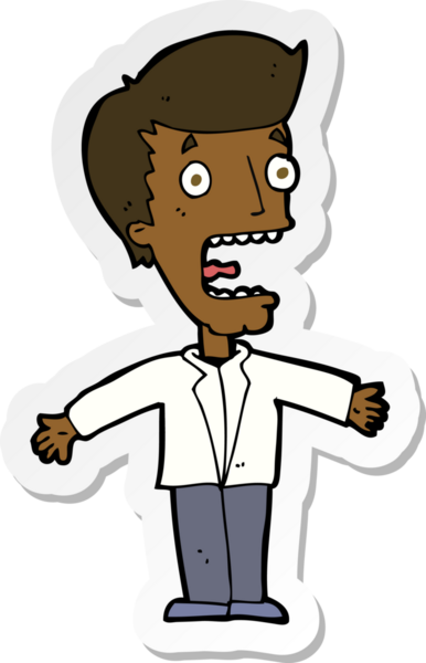 Bir insan tarafından çizilmiş çığlık atan bir adamın çıkartması.