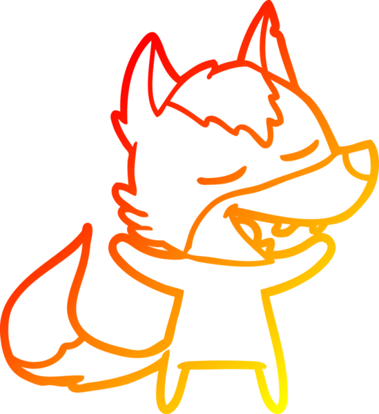 Bir insan tarafından çizilmiş gülen bir kurt çizgi çizimi.