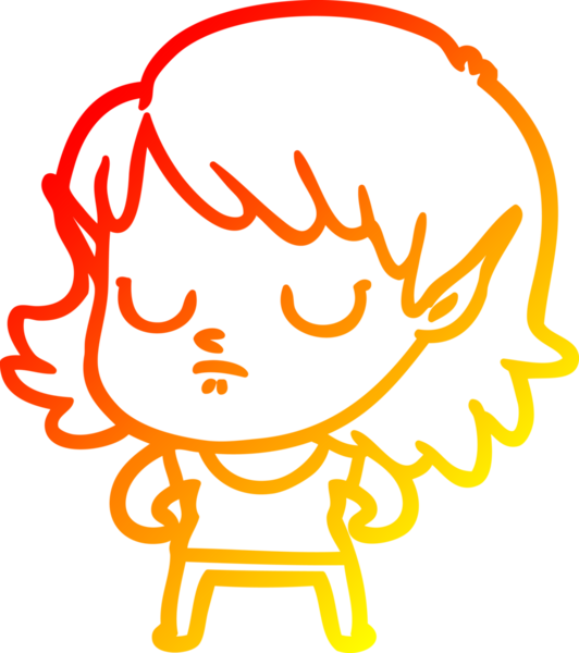 Bir insan tarafından çizilmiş çizgi film karakteri bir elf kızı çizimi