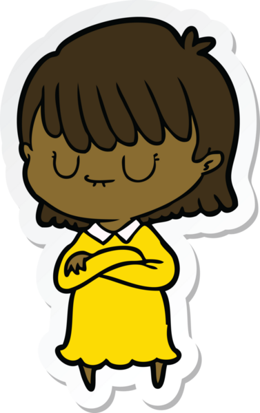 Bir insan tarafından çizilmiş bir karikatür kadının çıkartması.